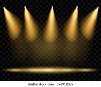 Spotlights for illumination of the scene. Transparent light effects. Transparency only in vector format