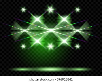 Spotlights for illumination of the scene. Transparent light effects. Transparency only in vector format