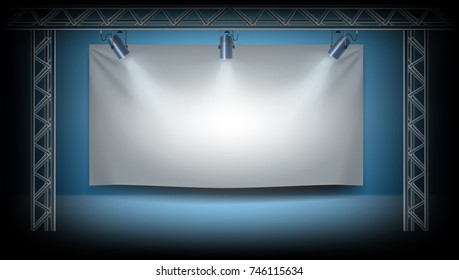 Spotlights On The Exposition Stage. EPS10 Vector