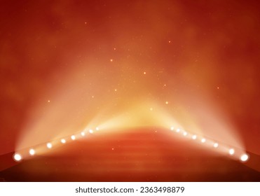 Spotlights on the stage. Red warm color.