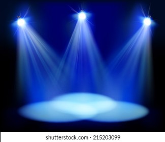 Spotlights on the stage. Vector illustration.