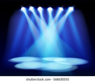 Spotlights on the stage. Vector illustration.