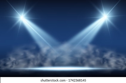 
Luces de fondo transparentes iluminan la escena. Un sitio con humo.