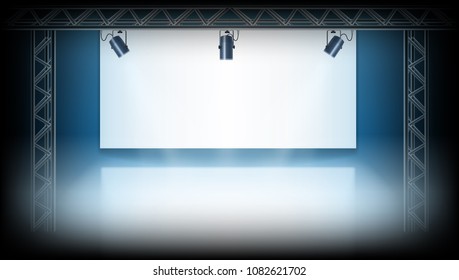 Spotlights On The White Stage. EPS10 Vector