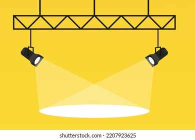 Spotlights on a yellow background. Vector illustration