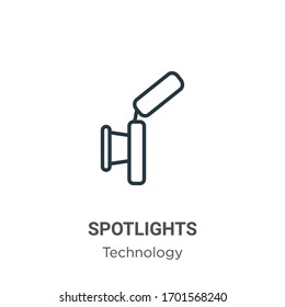 Spotlights outline vector icon. Thin line black spotlights icon, flat vector simple element illustration from editable technology concept isolated stroke on white background