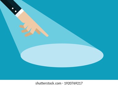 Spotlights pointed at the target, Vector illustration in flat style
