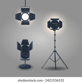 Spotlights Realistic 3d Vector Powerful Lighting Fixtures For Focused Illumination In Theaters, Concerts, And Events