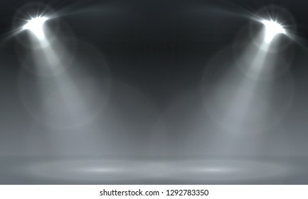 Spotlights scene light effects. Stage light spotlight vector. Vector illustration