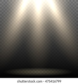 Spotlights scene light effects. Stage light on transparent background.