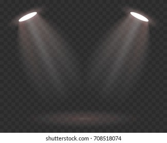 Spotlights scene light effects. Stage light spotlight vector. Vector illustration