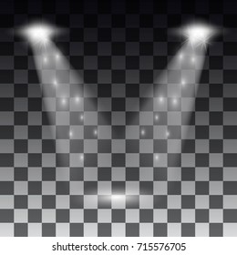 Spotlights scene light effects. Stage light spotlight vector. Vector illustration