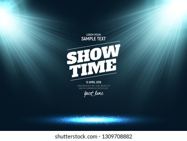 Spotlights. Scene for presentation illuminated by spotlights. Vector illustration.