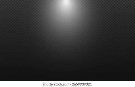 Spotlights shine on a transparent background. Flickering light effect.