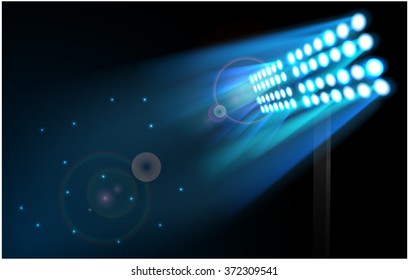 Spotlights shining background.Vector