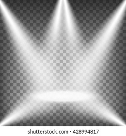 Spotlights shining on transparent background