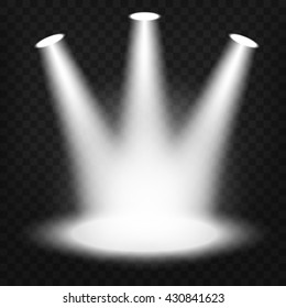 Spotlights shining on transparent background