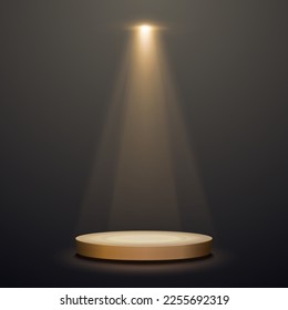 Spotlights With Stage. Gold Light Vector Effect