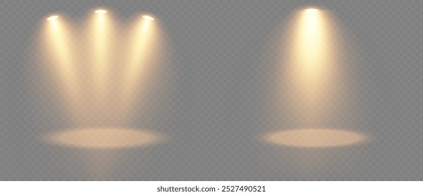 Spotlights for stage and presentations. Vector illustration.
Light sources, concert lighting, spotlights. Concert spotlight with ray-illuminated spotlights for web design.
