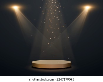 Spotlights With Stage. Vector Light Effect