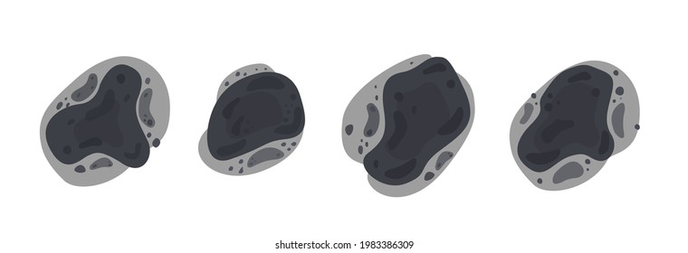 Spots of Black Mold or Fungus in different shapes. Toxic mould stains. Mucormycosis outbreak. Fungi, bacteria. Vector set in flat cartoon style isolated on white background.