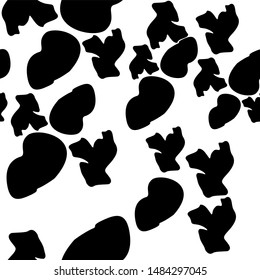 Spots in black and white cow patterns. Vector illustration