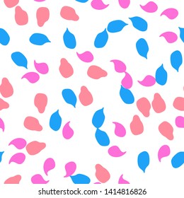 Spots blue, yellow, pink on a white background seamless pattern memphis style.