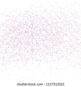 Spots, dot, noise and grain cluster scatter, colorful textured abstract background vector illustration, blue and red droplet on white space