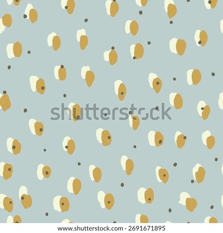 Spots and dots on blue background. Polka dots different sizes for wrapping paper, fabric, card.
