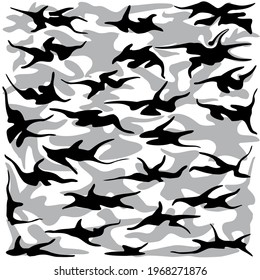 the spots are gray and black of various shapes in the form of camouflage