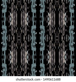 Spots, Ikat. Tie Dye, Batik. Ornament. Watercolor Surface. Endless Repeat Painting.  Black Gray Traditional Native Folk Linen.  Medallion Natural Tie dye Pattern.