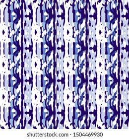 Spots, Ikat. Tie Dye, Batik. Ornament. Watercolor Surface. Endless Repeat Painting.  Blue Cyan Folk Geo Modern Fabric.  Medallion Organic Shibori Texture.