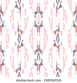 Spots, Ikat. Tie Dye, Batik. Ornament. Watercolor Surface. Endless Repeat Painting.  Rose Gray Traditional Folklore Vintage Canvas.  Geometry Graphic Tie dye Pattern.