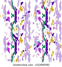 Spots, Ikat. Tie Dye, Batik. Ornament. Watercolor Surface. Endless Repeat Painting.  Lilac Violet Ethnic Traditional Native Wallpaper  Geometrical Watercolor Tie dye Surface.