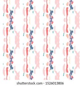 Spots, Ikat. Tie Dye, Batik. Seamless Pattern.  Geometric Surface. Hand Drawn Painted.  Rose Gray Folklore Native Folk Fabric.  Geometrical Ornamental Shibori Texture.