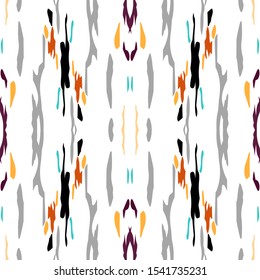 Spots, Ikat. Tie Dye, Batik. Seamless Pattern.  Geometric Surface. Hand Drawn Painted.  Bordo Gray Old Traditional Modern Wallpaper  Graphic Organic Tie dye Surface.