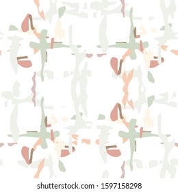 Spots, Ikat. Tie Dye, Batik. Ornament. Watercolor Surface. Endless Repeat Painting.  Brown Ochre Summer Folk Old Bed Linen.  Natural Geometry Tie dye Ornament.