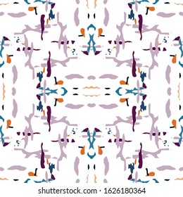 Spots, Ikat. Tie Dye, Batik. Seamless Pattern.  Geometric Surface. Hand Drawn Painted.  Bordo Gray Tribal Traditional Modern Textile.  Geometric Staining Shibori Texture.