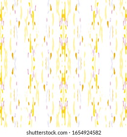 Spots, Ikat. Tie Dye, Batik. Seamless Pattern.  Geometric Surface. Hand Drawn Painted.  Sepia Yellow Summer Native Ethnic Textile.  Geometry Graphic Ikat  Motif.