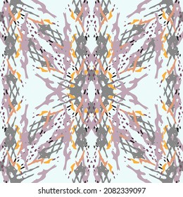 Lugares, Ikat. Cielo, Batik. Patrón sin inconvenientes. Superficie geométrica. Mano Dibujada Pintada. Diseño de tejido de Shibori Tribal. Viejo Folclore Gris Amarillo Textil. Patrón de tinte de tejas trenzadas con geometría tradicional.
