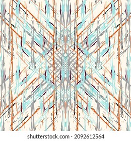 Lugares, Ikat. Cielo, Batik. Patrón sin inconvenientes. Superficie geométrica. Mano Dibujada Pintada. Diseño de tejido de Shibori Tribal. Viejo Folclore Gris Amarillo Textil. Patrón de tinte de tejas trenzadas con geometría tradicional.