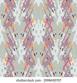 Lugares, Ikat. Cielo, Batik. Patrón sin inconvenientes. Superficie geométrica. Mano Dibujada Pintada. Diseño de tejido de Shibori Tribal. Viejo Folclore Gris Amarillo Textil. Patrón de tinte de tejas trenzadas con geometría tradicional.