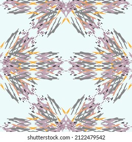 Spots, Ikat. Tie Dye, Batik. Seamless Pattern. Geometric Surface. Hand Drawn Painted. Tribal Shibori Fabric Design. Gray Yellow Folk Old Folklore Textile. Traditional Geometry Woven Tie dye Pattern.