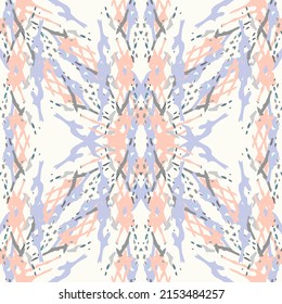 Spots, Ikat. Tie Dye, Batik. Seamless Pattern. Geometric Surface. Hand Drawn Painted. Tribal Shibori Fabric Design. Gray Yellow Folk Old Folklore Textile. Traditional Geometry Woven Tie dye Pattern.