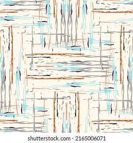 Lugares, Ikat. Cielo, Batik. Patrón sin inconvenientes. Superficie geométrica. Mano Dibujada Pintada. Diseño de tejido de Shibori Tribal. Viejo Folclore Gris Amarillo Textil. Patrón de tinte de tejas trenzadas con geometría tradicional.