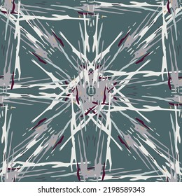 Lugares, Ikat. Cielo, Batik. Patrón sin inconvenientes. Superficie geométrica. Mano Dibujada Pintada. Diseño de tejido de Shibori Tribal. Viejo Folclore Gris Amarillo Textil. Patrón de tinte de tejas trenzadas con geometría tradicional.