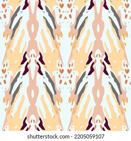 Spots, Ikat. Tie Dye, Batik. Seamless Pattern. Geometric Surface. Hand Drawn Painted. Tribal Shibori Fabric Design. Gray Yellow Folk Old Folklore Textile. Traditional Geometry Woven Tie dye Pattern.