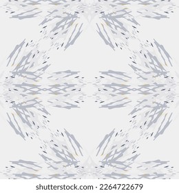 Spots, Ikat. Tie Dye, Batik. Seamless Pattern. Geometric Surface. Hand Drawn Painted. Tribal Shibori Fabric Design. Gray Yellow Folk Old Folklore Textile. Traditional Geometry Woven Tie dye Pattern.