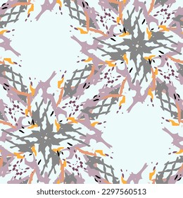 Spots, Ikat. Tie Dye, Batik. Seamless Pattern. Geometric Surface. Hand Drawn Painted. Tribal Shibori Fabric Design. Gray Yellow Folk Old Folklore Textile. Traditional Geometry Woven Tie dye Pattern.