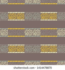 The Spots Of A Leopard. Ethnic boho seamless pattern. Lace. Embroidery on fabric. Patchwork texture. Weaving. Traditional ornament. Tribal pattern. Folk motif. Can be used for textile, wrapping, web.